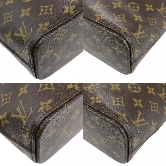 LOUIS VUITTON Logo Luco Shoulder Tote Bag Monogram Leather Brown - Picture 7 of 16